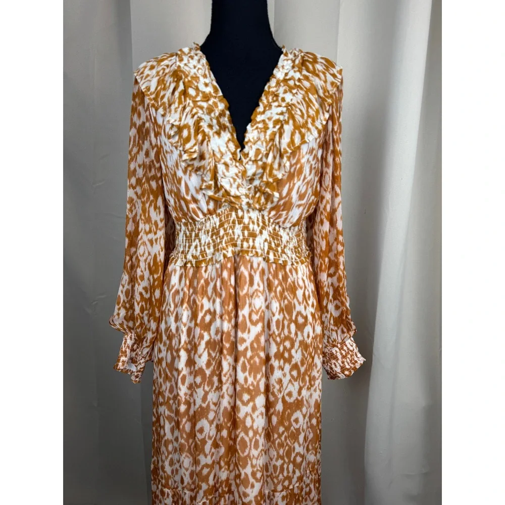 By Anthropologie The Odetta Abstract Print Maxi Smocked Waist Boho Cottagecore M - Picture 3 of 10